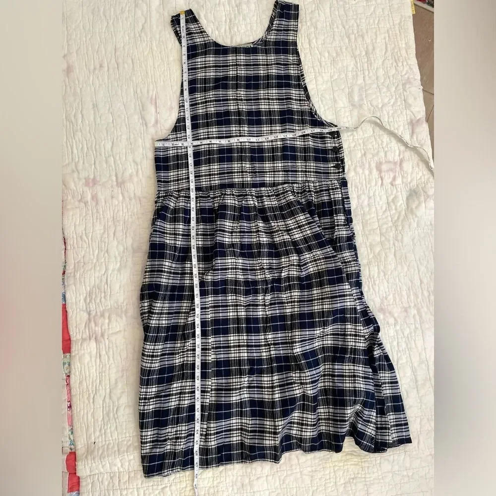 Vintage Forenza Blue Plaid “Sportswear” Pinafore dress from the 90’s. Sz L - Picture 4 of 5